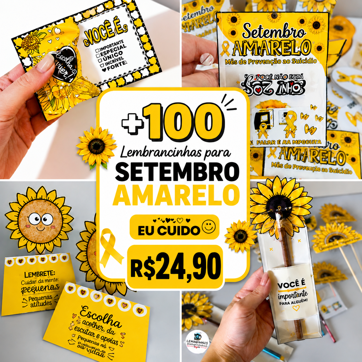 Exemplos de materiais do Kit Setembro Amarelo